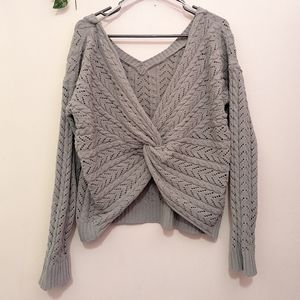 Jessica Simpson - Grey Chenille Knot Back Knit Sweater